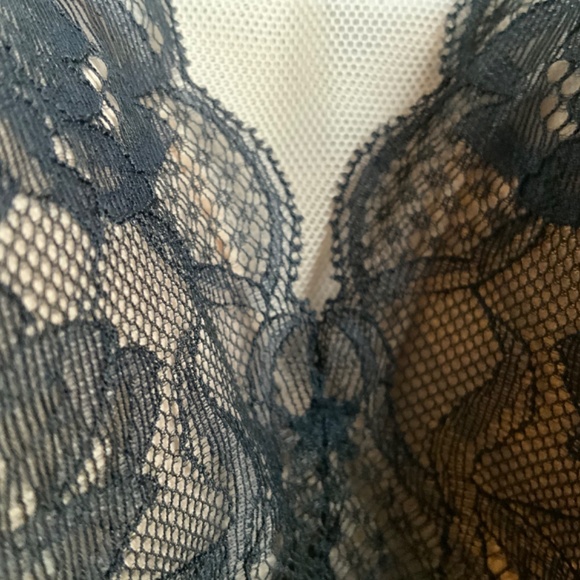 Natori $68 Muse Wireless Bralette 34DD Black Beige Lace Bra Full Fit Contour - Picture 16 of 16